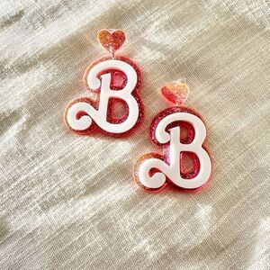 Barbie B pink and white earrings